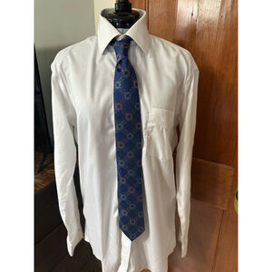 XMI Platinum Men's Blue Geometric Pattern‎ Silk Necktie